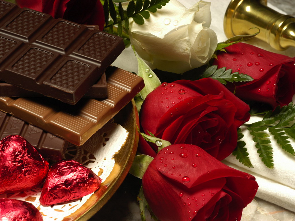 red Roses and Chocolate, download photo, wallpapers for desktop